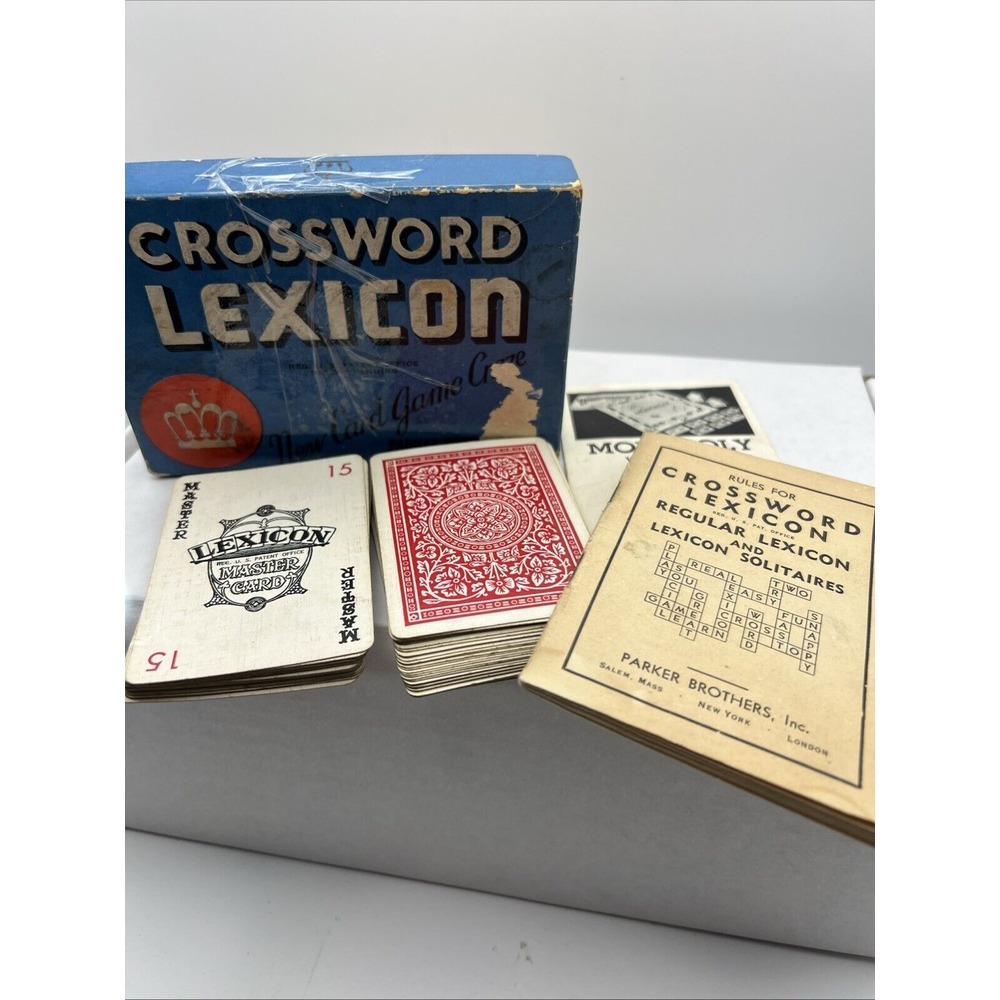 Vintage 1938 Crossword Lexicon‎ Card Game Complete Instructions Parker Brothers
